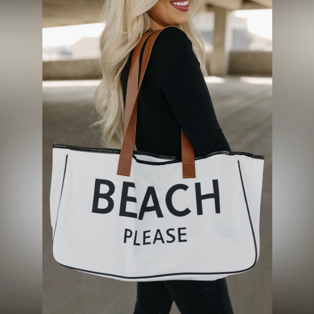 Stylish White Beach Tote Bag